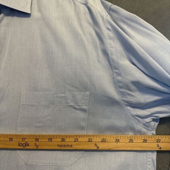 Canali Dress Shirt Long Sleeve Button Up Cotton Made In Italy Mens 43-17 Blue - Picture 9 of 11